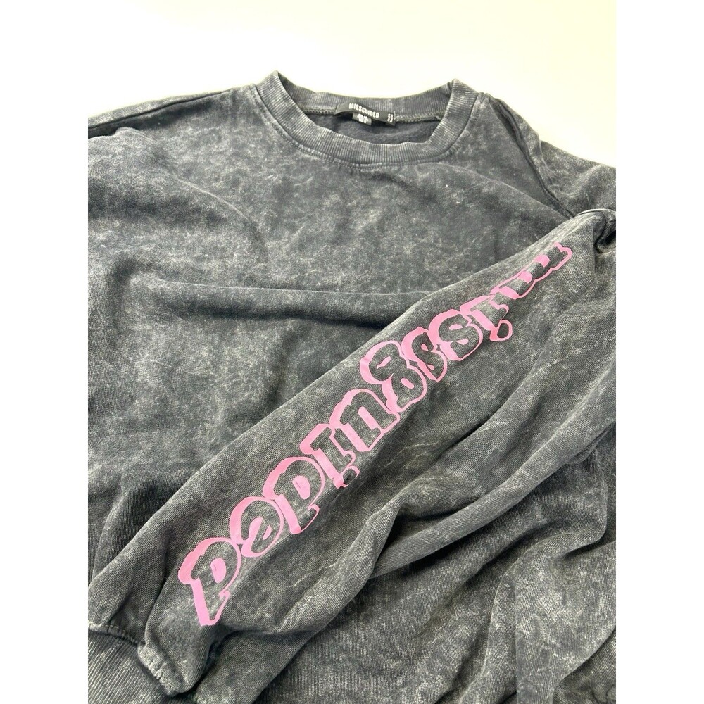 Missguided black acid wash sweatpants with pink graphic lettering - Picture 6 of 16